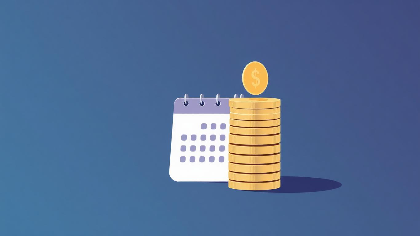 Calendar next to stacked coins