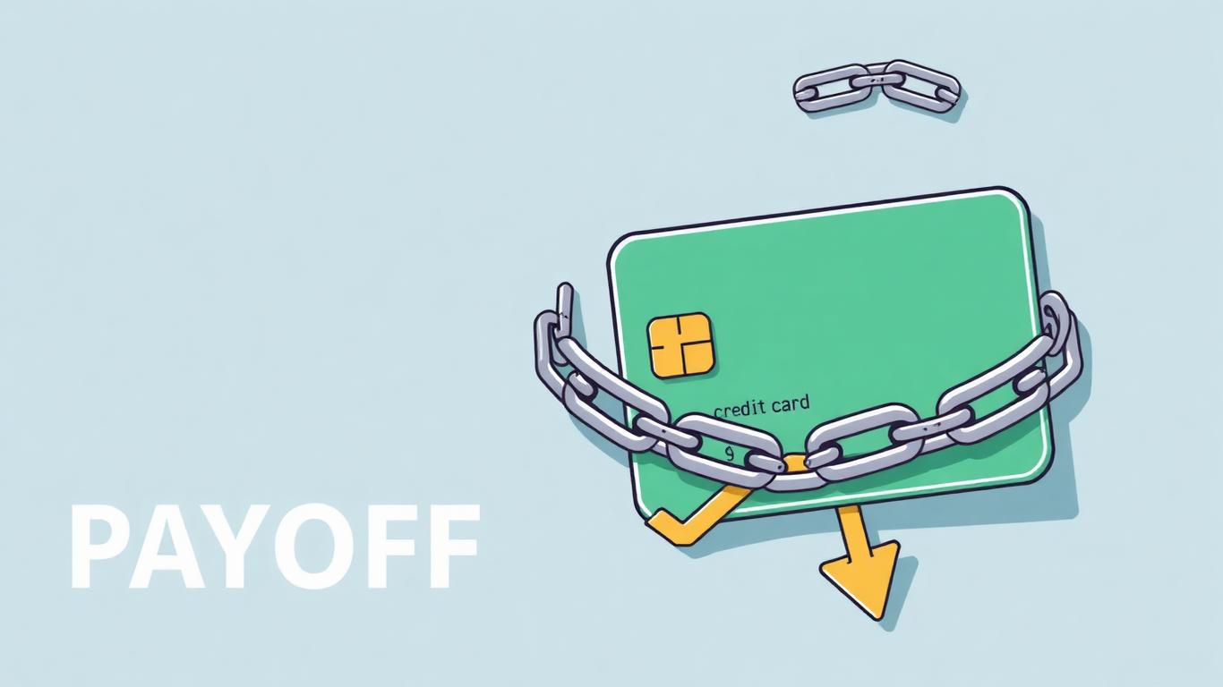 Credit card with broken chain representing payoff