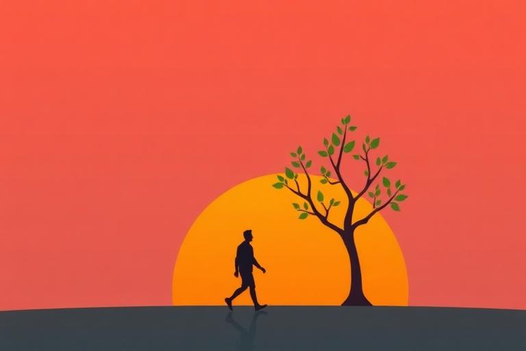 Person walking toward sunset representing retirement planning