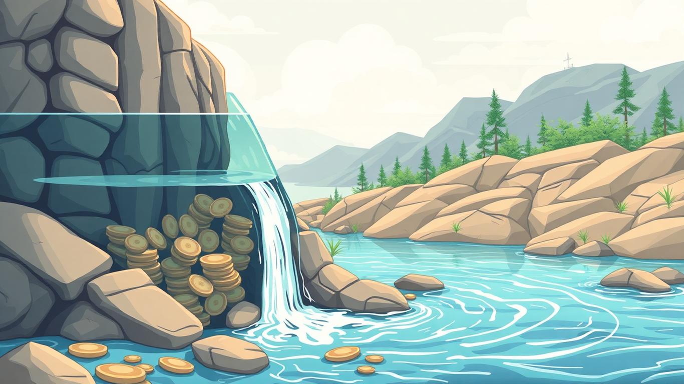 Investment reservoir with a steady outflow